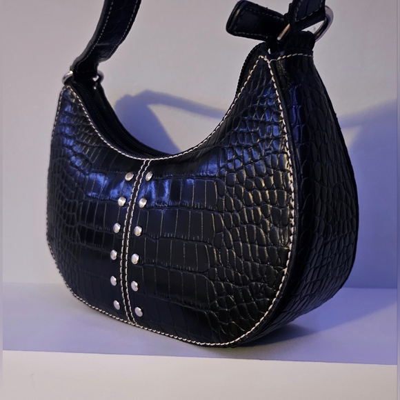 Nine West- Black Leather Sholder Bag - Picture 4 of 8